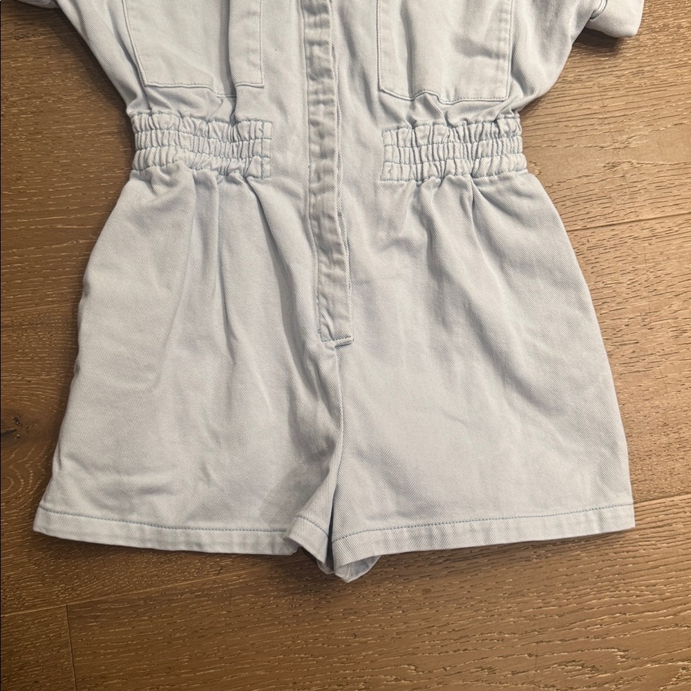 Miou Muse Light Blue Utility Romper Safari Style Elastic Waist Size S - Picture 5 of 7